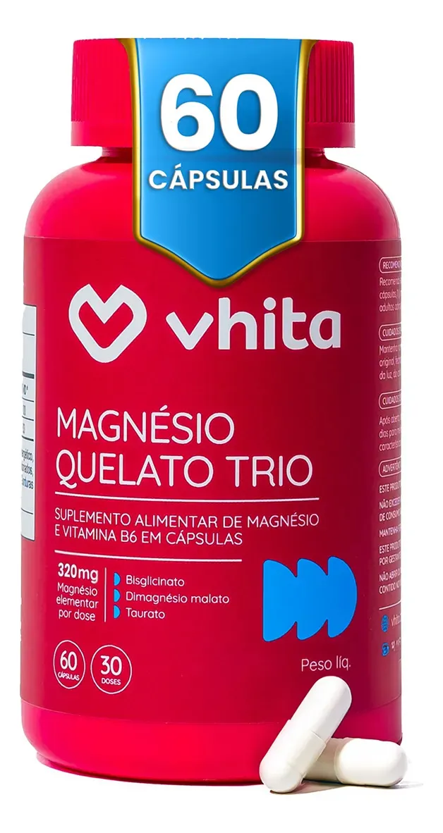 Magnésio Quelato Trio Vhita 3 Em 1 – 60 Caps