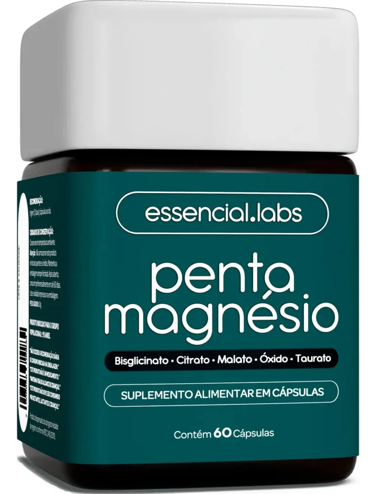 PENTA MAGNÉSIO – Bisglicinato + Dimalato + Citrato + Taurato + Óxido de Magnésio – A Combinação Perfeita de 5 Magnésios com Máxima Pureza e Biodisponibilidade – 60 Cápsulas