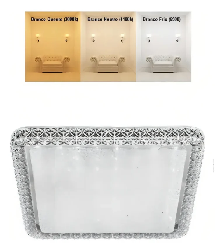 Plafon Shine Led Quadrado Pontilhado 18w Com Ajuste De Temperatura 3000k 4100k 6500k 110V/220V Blumenau Iluminação