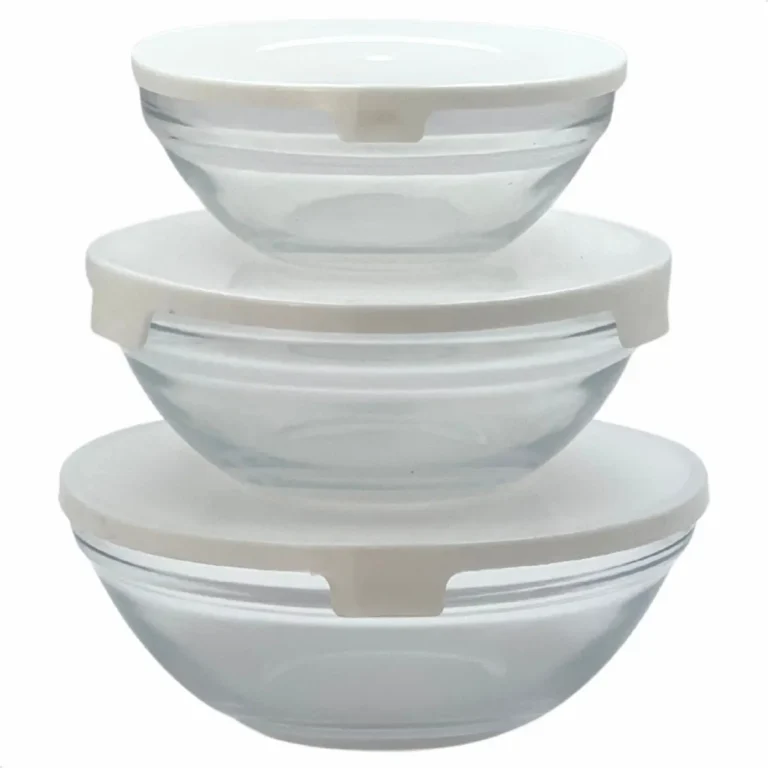 Potes De Vidro Redondos Para Alimentos Kit Com 3 Unidades Branco