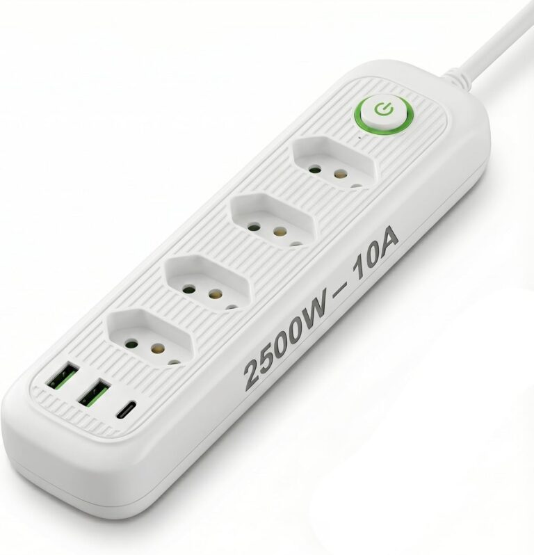 Régua de energia com 4 tomadas + USB • Cabo 2m • Filtro de Linha • Bivolt automático • Ideal para home office, TV e PC