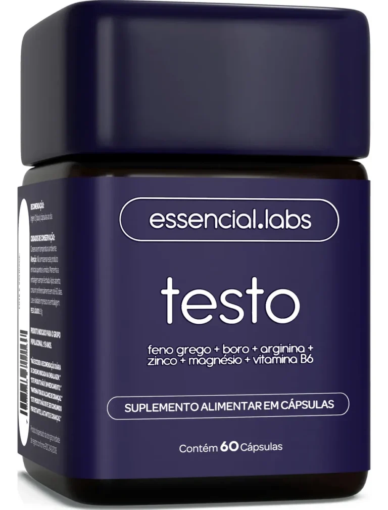 TESTO ESSENCIAL – Fórmula Exclusiva com Feno Grego + Boro + Arginina + ZMA + Vitamina B6 – 60 cápsulas – Precursor da Testosterona