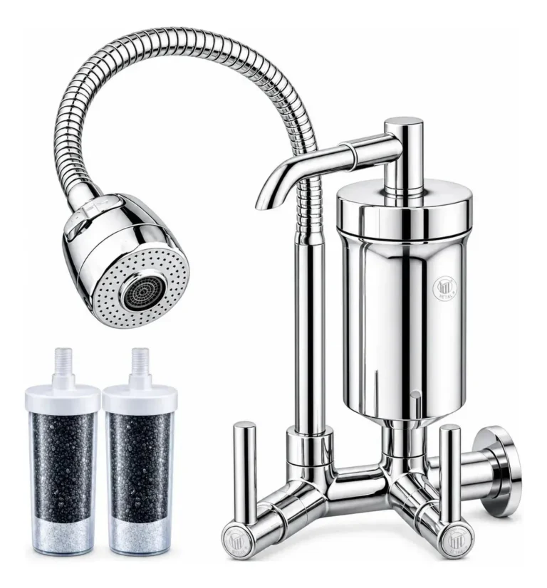 Torneira De Cozinha Com Filtro Gourmet 2 Jatos Tubo Flexível Refil Carvão Ativado Água Filtrada Purificada Marca Forte Lar Metais Parede Prateado Cromado Parede Cromado