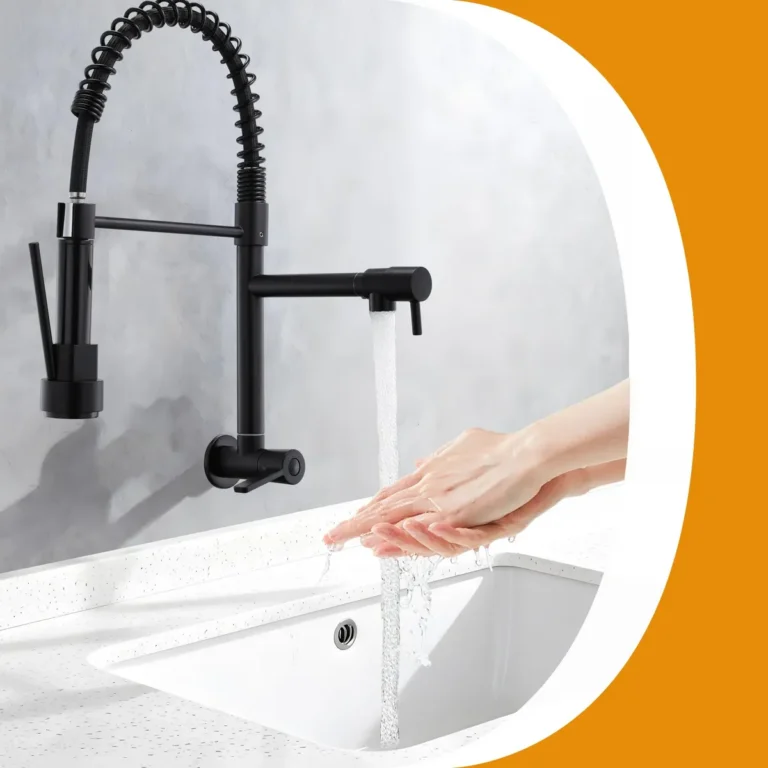 Torneira Gourmet Cozinha Mola Grande Flexível Luxo 360° Preto Parede