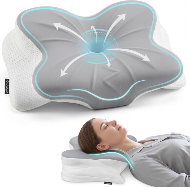 Travesseiro Cervical Ortopédico D45 Ajustável e Resfriamento Toque Mácio | Ergonômico Espuma Viscoelástica,Dupla Altura,Suporte Cervical, Alívio de Pressão no Pescoço e Ombros