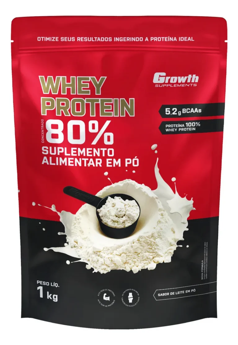 Whey Protein Concentrado 1kg Growth Supplements – Leite em Pó