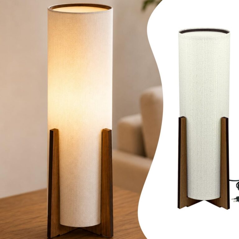 Abajur Luminária Mesa Atlas 46×14 cm Cúpula Quarto Decoração 110/220 Bivolt