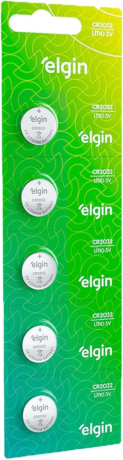 Bateria de Lítio CR2032 Cartela com 5 unidades 3v Elgin – Moeda