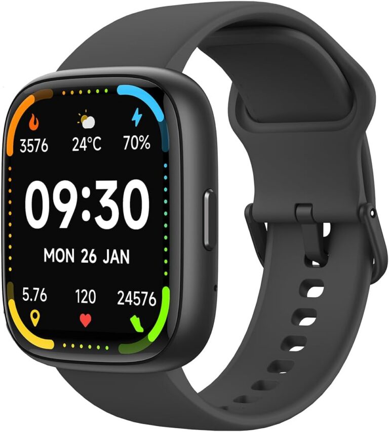 Bettdow SmartWatch, relogio smartwatch com Ecrã tátil e Alexa, à prova d’água IP68, relogio feminino e masculino, com 100+ modo esportivo e recebimento de notificações(preto)