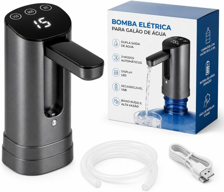 Bomba Elétrica para Galão de Água Recarregável USB com Dupla Saída Bi Turbo