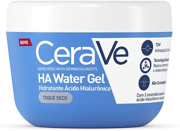 CeraVe HA Water Gel, Hidratante Facial Toque Seco, Pele Oleosa e Mista, 85g