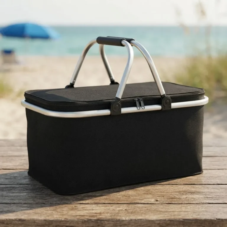 Cesta Térmica Bolsa Piquenique Dobrável Praia Picnic Camping Preto