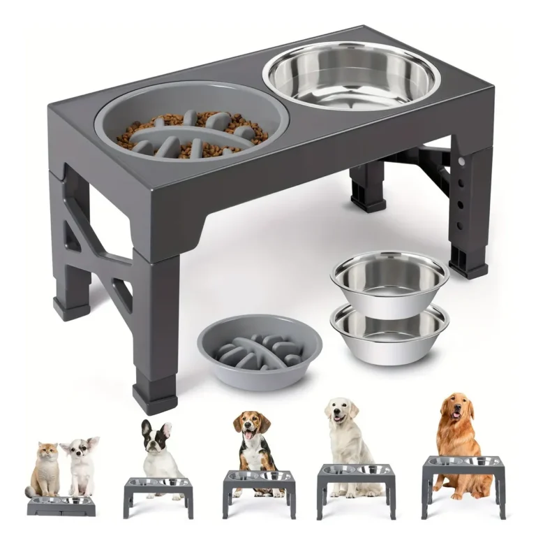 Comedouro Bebedouro Elevado Cães Regulável Dobrável 8cm~30cm 0 Cinza