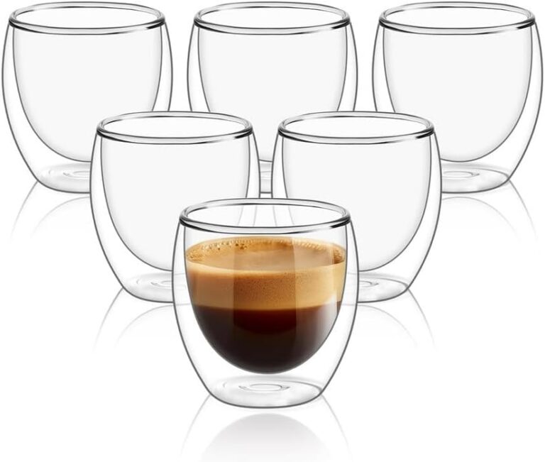 Conjunto com 6 Xícaras de 80ml Vidro para Café de Parede Dupla, Feito de Vidro Borossilicato – Kit de Xícaras para Chá, Café e Bebidas Quentes- Presente Elegante