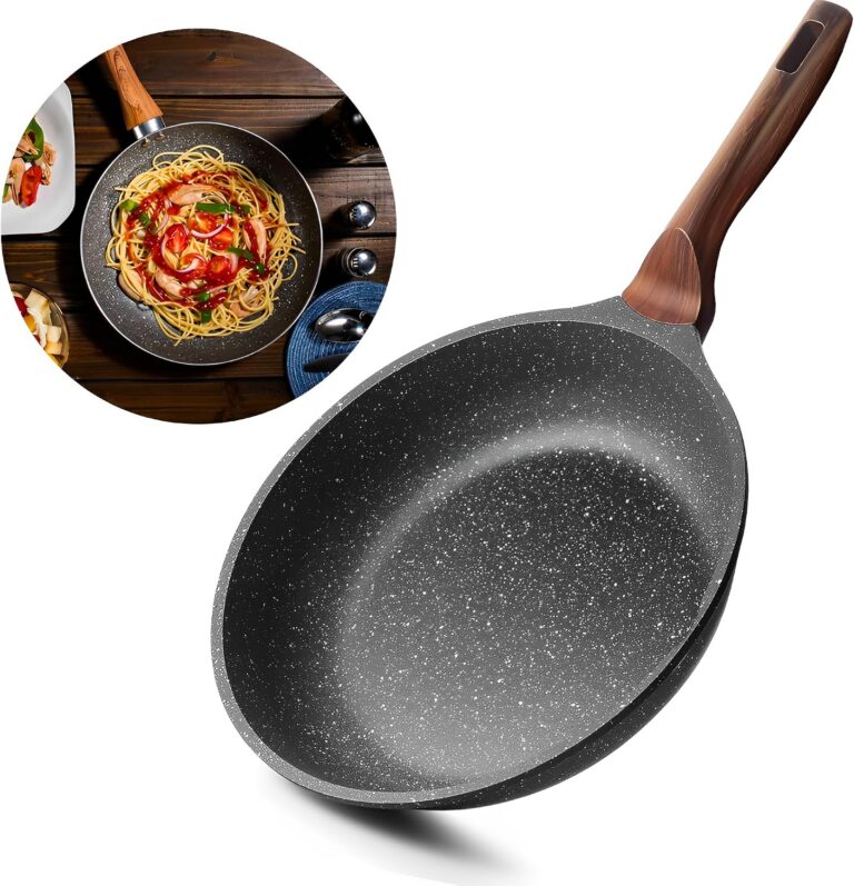 Frigideira Antiaderente Ceramica 28cm Grande Cabo Madeira Revestimento Cerâmico Frita Sem Óleo Fogão Indução/Gás Grande Premium (FRIGIDEIRA 28CM)