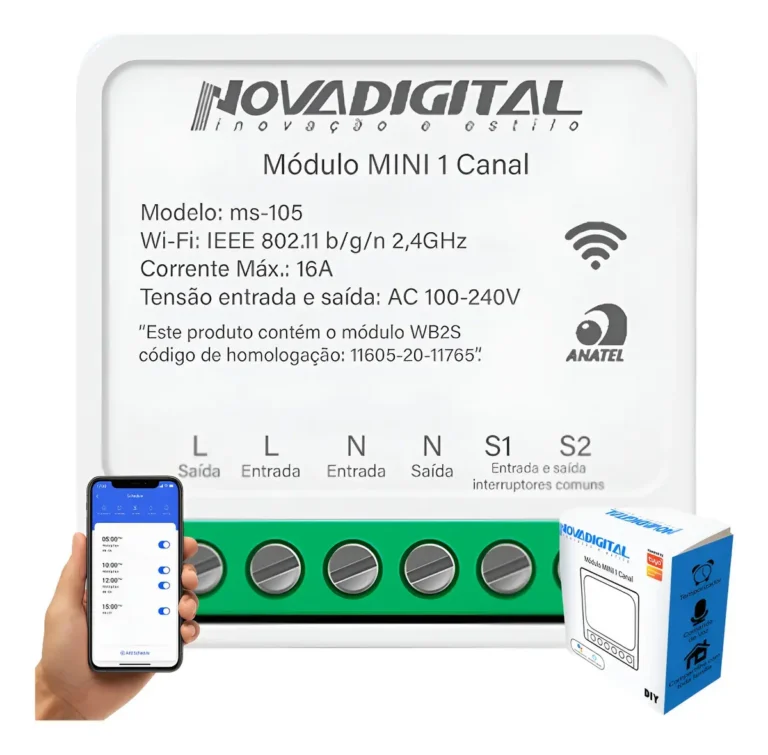 Interruptor Inteligente Wifi Novadigital Mini 1ch 16a Alexa 16 A Ac 100-240v (127/220v) Branco