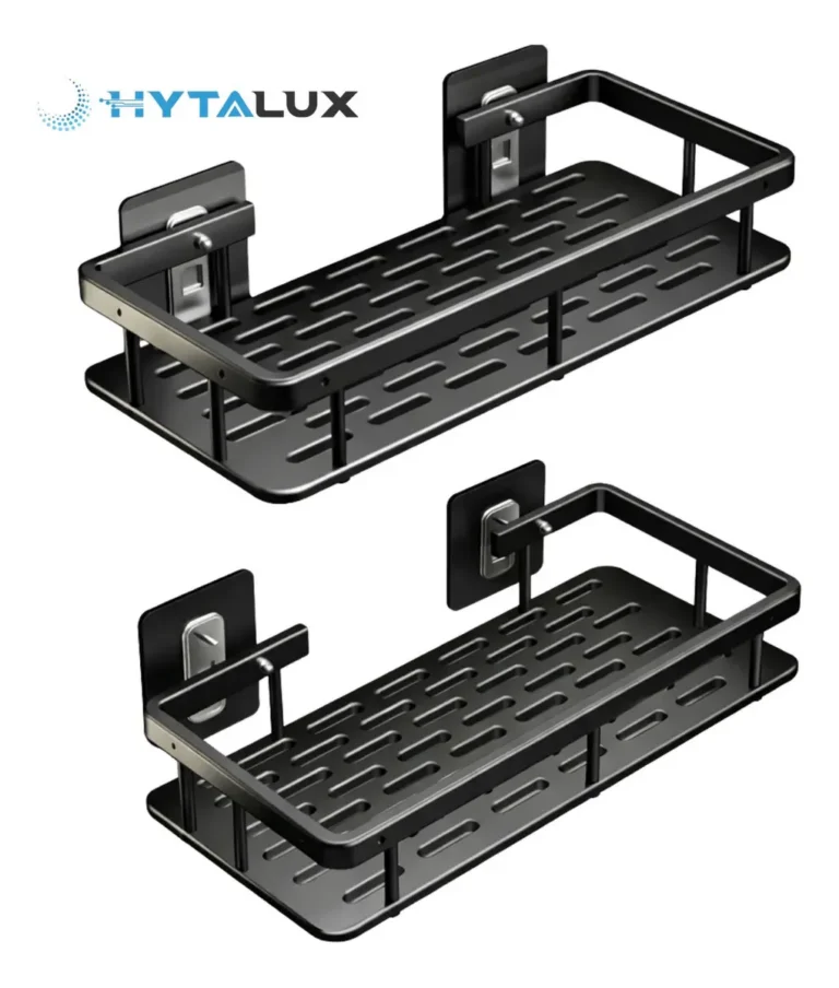 Kit 2 Suporte Porta Sabonete Prateleira Banheiro Adesivo Parede Sem Furar Box Porta Sabonete Luxo Cor Preto Hytalux
