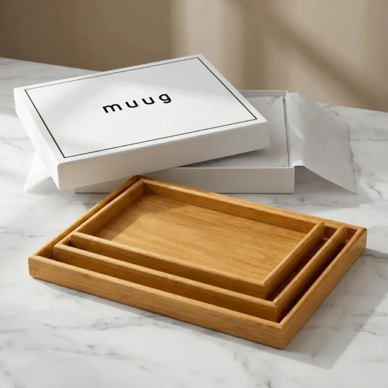 Kit 3 Bandejas de Bambu Retangular Café da Manhã Petisqueira Decorativa Multiuso Cozinha