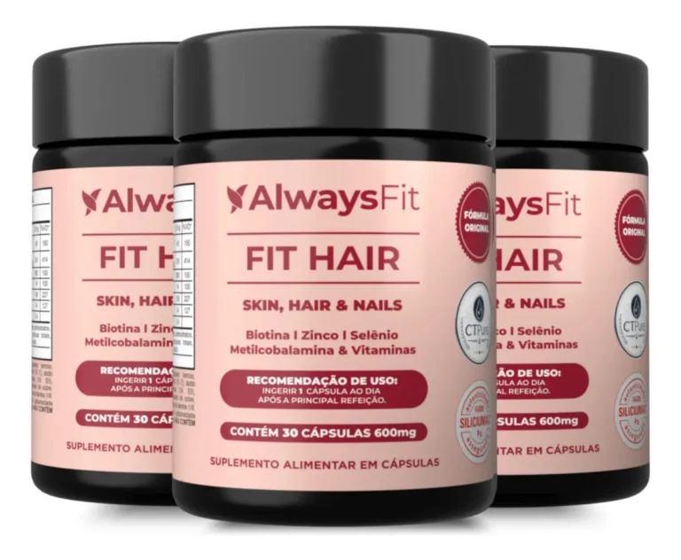 Kit 3 FitHair Alwaysfit – Cabelos, Pele E Unhas 30 Caps Sem Sabor