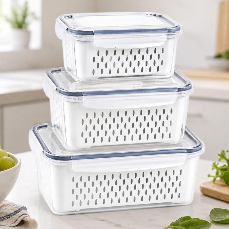 Kit 3 Potes Herméticos Organizador de Geladeira e Cozinha com Tampa