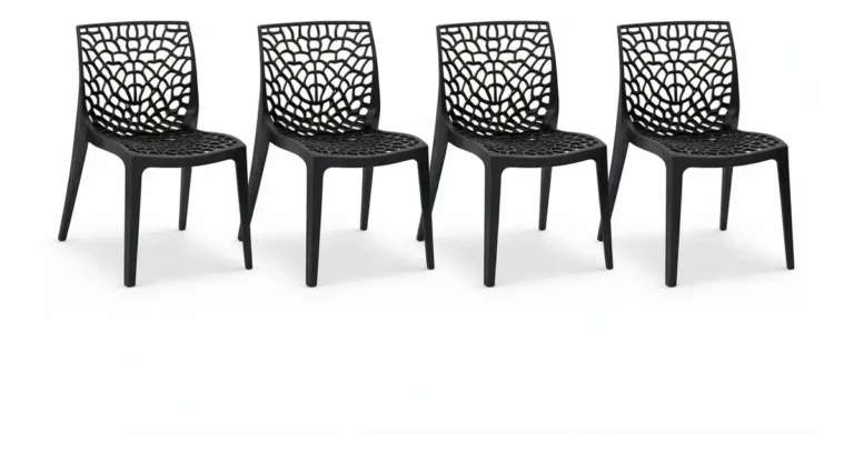 Kit 4 Cadeiras Gruvyer Sala Quintal Varada Cozinha Preta Vazado (trama Decorativa) Preto