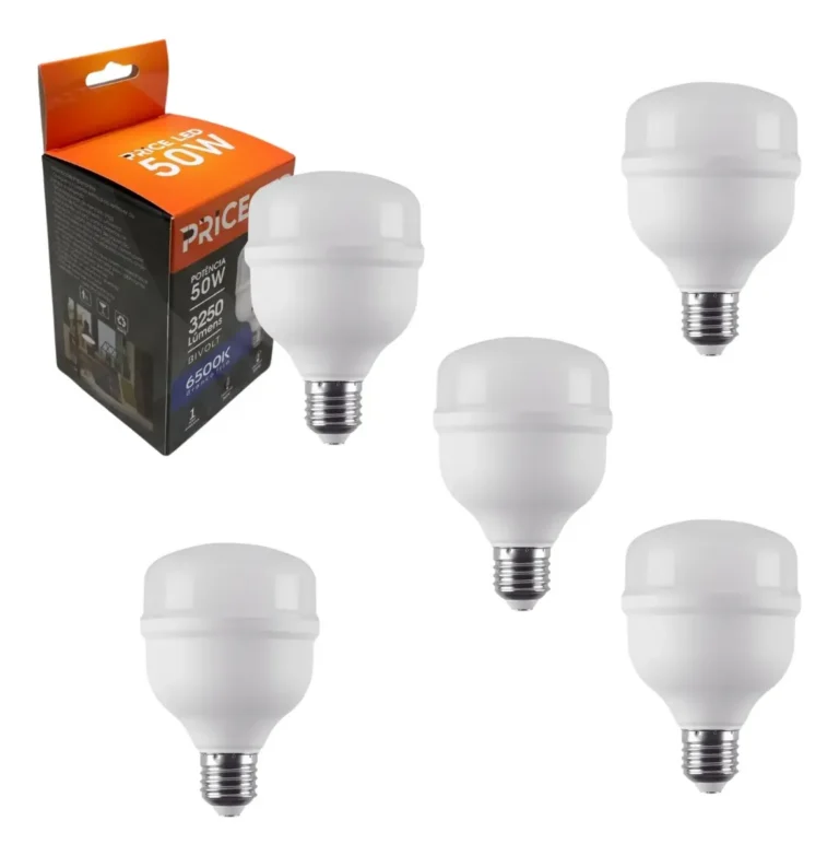 Kit 5 Lampada Led Bulbo 50w E27 Branca Fria Pled 127/220v Branco-frio