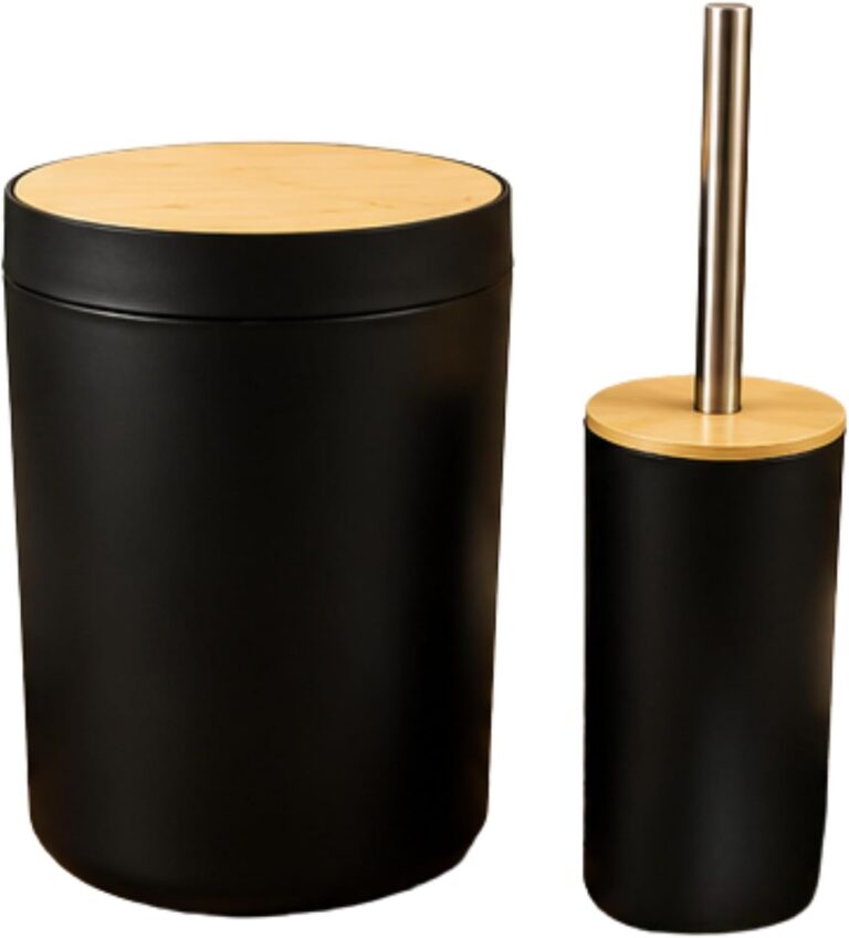 Kit Banheiro Premium 2 Peças Lixeira e Porta-Escova Sanitária Preto Fosco