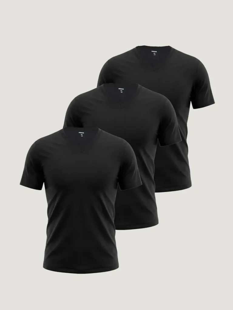 Kit Com 3 Camisetas Masculinas Slim Gola V Hering Preto Liso G