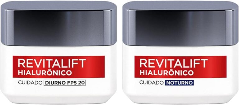 Kit Hidratante Facial L’Oréal Paris Revitalift Hialurônico Diurno FPS 20 + Noturno, Tratamento Antirrugas e Preenchedor com Ácido Hialurônico Puro, 49g