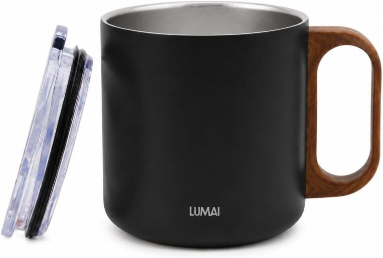 LUMAI Caneca Térmica 350ml Inox com Tampa Antivazamento Premium – Preta