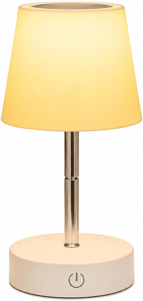Luminária Abajur de Mesa, Retrátil e Recarregável USB Touch LED Luz Quente Ajustável, Telescópica para Estudo, Leitura, Escritório e Cabeceira de Cama