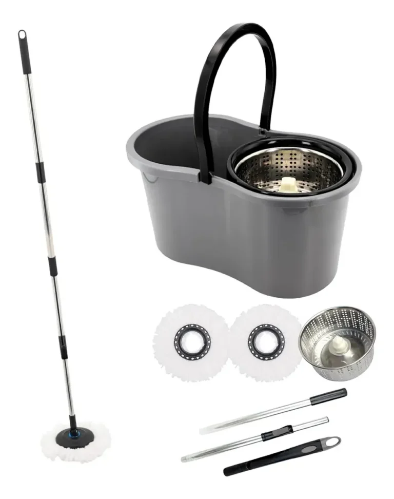 Mop Balde Giratório Inox 9l C/ 2 Refis Microfibra Limpeza
