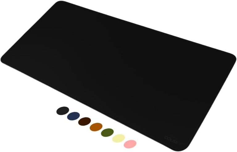 Mouse Pad Desk Pad Couse em Couro Ecológico 90x40cm + Porta-Copos Premium (Preto)