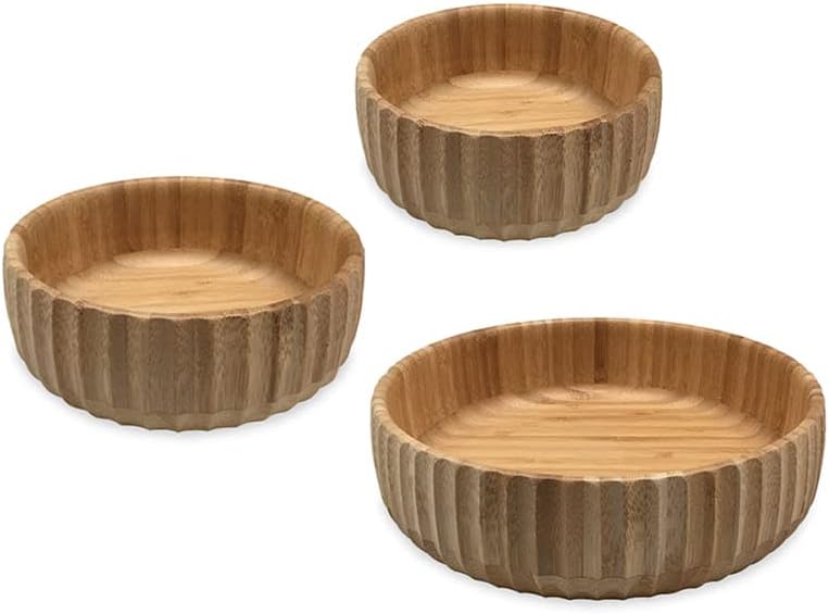 Oikos – Kit 3 Bowls Canelados de Bambu para Salada e Frutas