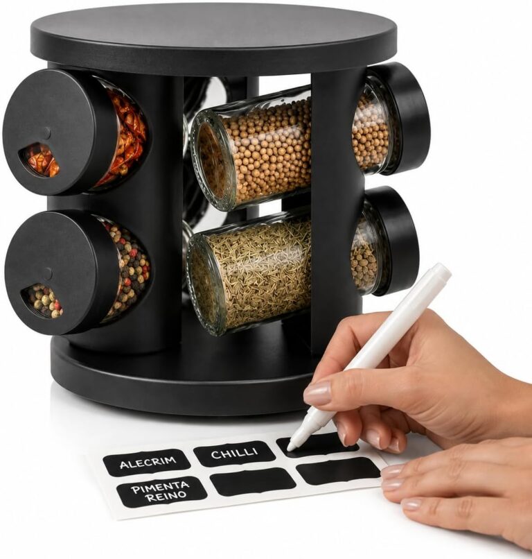 Porta Temperos Giratório 6 Potes de Vidro 85ml