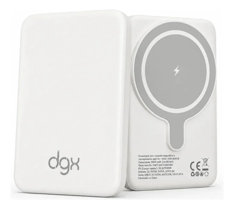 Powerbank Carregador Portátil 5000mah Carregamento Magnético Cor Branco