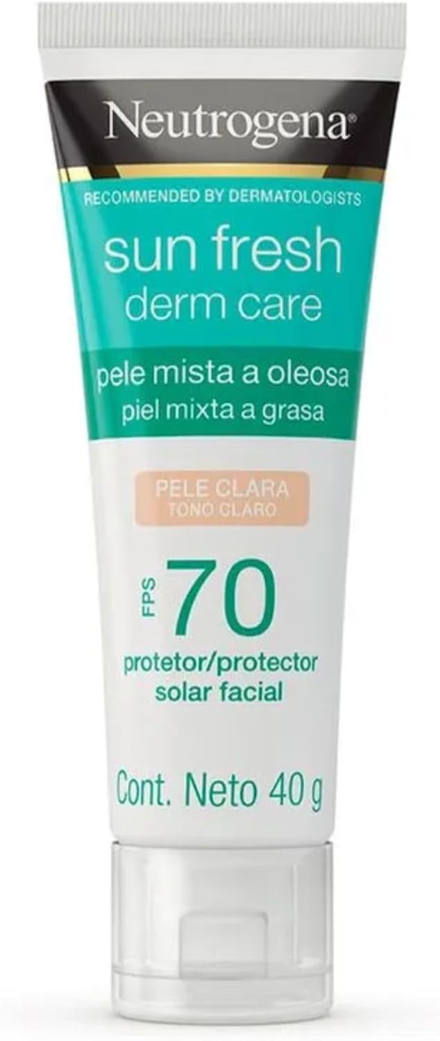 Protetor Solar Facial Para Pele Oleosa Neutrogena Sun Fresh Derm Care Pele Clara FPS 70, 40g