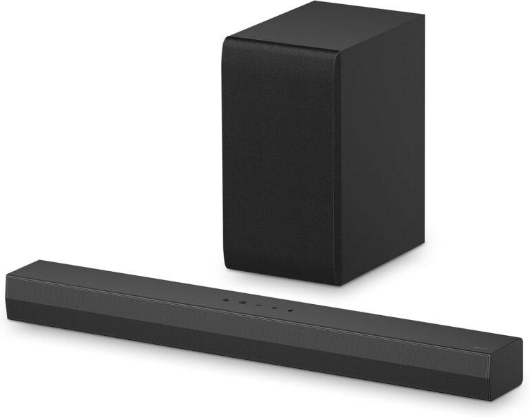 Soundbar LG 300W RMS, 2.1 Canais, Dolby Digital, Sem fios, Bluetooth 5.3, Entrada Óptica, HDMI, AI Sound Pro – S40T