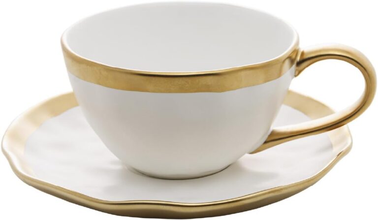 WOLFF – Xícara de Chá De Porcelana Dubai Branco e Dourado 200ml