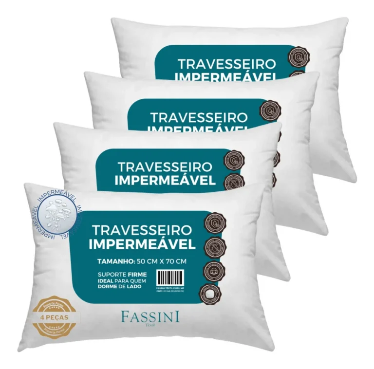 4 Travesseiros Antialérgico Impermeável 50×70 Super Macio Branco