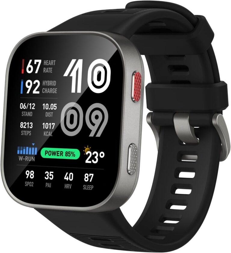 Amazfit Bip max Smart Watch 2.07″ AMOLED Display, 50mm, 20-Day Battery, GPS, Water-Resistant, 4GB Storage, Offline Maps, 150+ Sports, iOS/Android Black