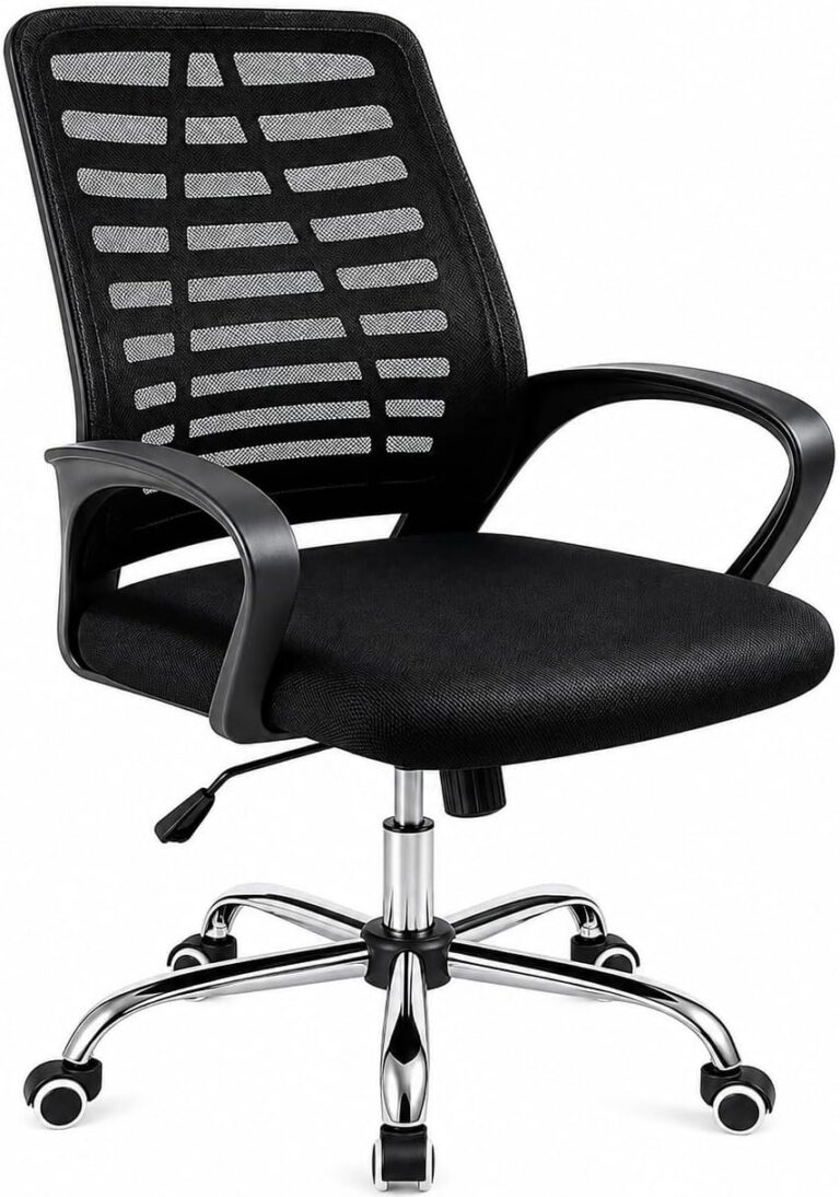 Cadeira de Escritório Ergonômica Mesh Giratória Base Cromada com Regulagem Altura Home Office