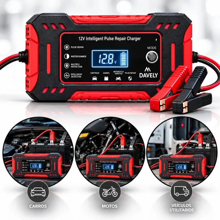 Carregador De Bateria 12v 6a Bivolt Inteligente Carro Moto Caminhão Automotivo 4ah A 100ah Com Função Reparo Display Digital Proteção