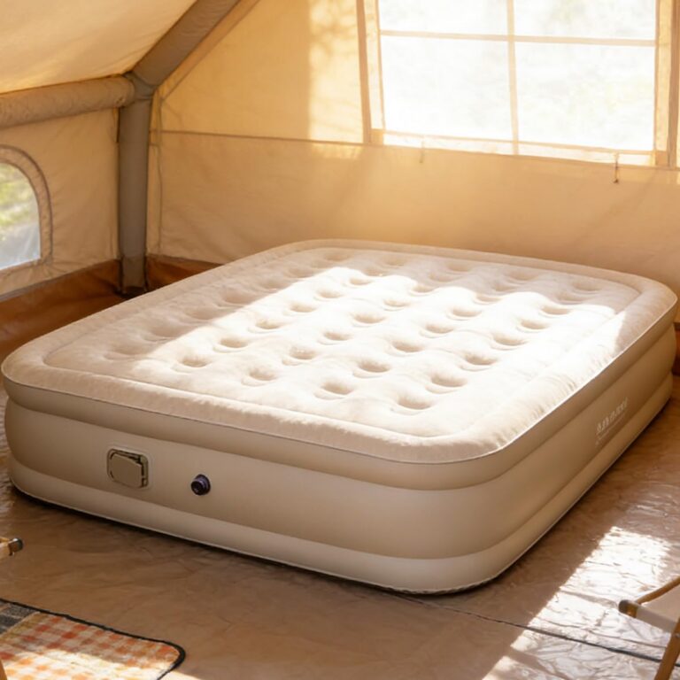 Colchão de Ar com Bomba Elétrica Recarregável Integrada – Superfície Flocada Antiderrapante, para Uso em Casa, Viagens e Acampamento (Casal XL