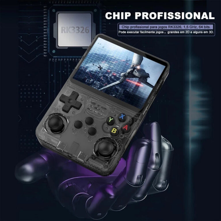 Console Portátil R36S + de 15.000 Jogos Vídeo Game 64g Linux Tela IPS 3.5 Polegadas