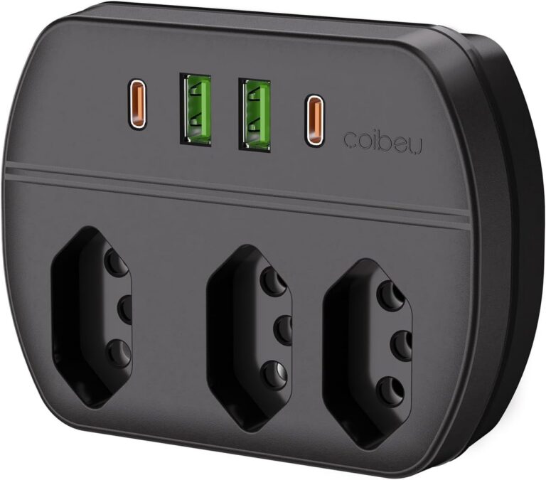 Extensao Eletrica, Extensão Tomada, Régua de Energia, Adaptador Tomada, 3 Tomadas, 2 Interfaces USB, 2 Porta USB Tipo-C, Suporte a Tensão de 100-240V, 10A, 2500W, Preto