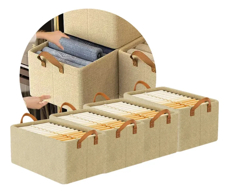 Kit4 Cestos Caixas Dobravel Organizadoras De Guarda Roupas