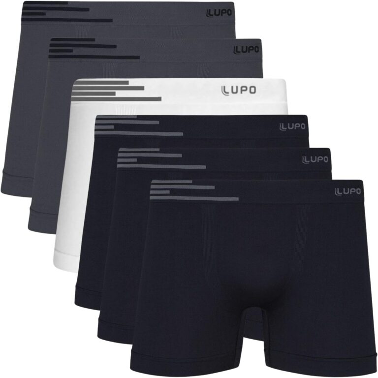 Kit 6 Cuecas Lupo Boxer Masculinas Microfibra de Poliamida Sem Costura Adulto