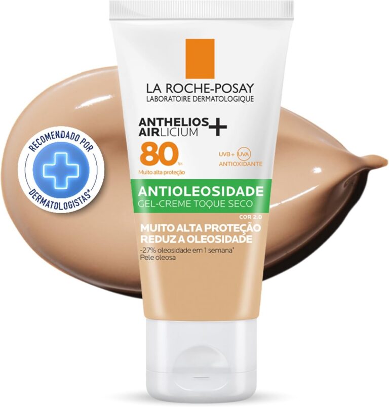 La Roche-Posay, Anthelios Airlicium, Protetor Solar Facial Antioleosidade com Cor, Controle de Oleosidade, Efeito Matte, Toque limpo, Ação anti-transferência da cor, Cobertura
