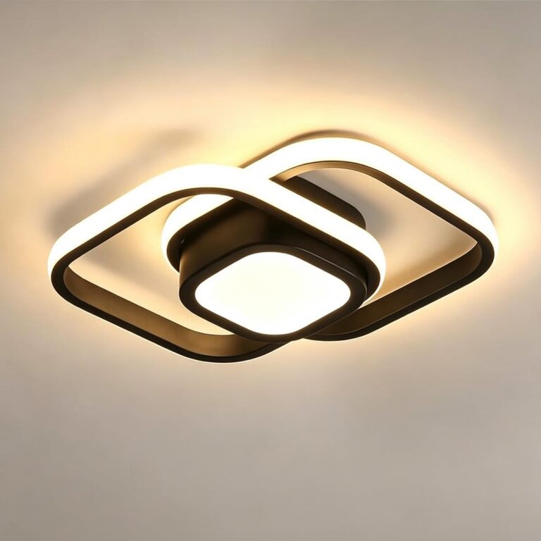 Luminária de Teto Led Moderna Plafon 28W – Design Geométrico, Luz Tricolor para Corredor e Hall, Acabamento Elegante e Durável (Preto)
